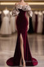 Mermaid Strapless Wine Red Long Prom Dress