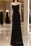 Mermaid Straps Black Velvet Long Prom Dress