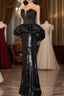 Mermaid Sweetheart Long Black Sequin Prom Dress