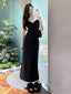 Mermaid Sweetheart Long Black Velvet Prom Dresses
