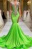 Mermaid V-neck Sequined Open Back Floor-length Sleeveless Lace Beading Prom Dress