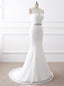 Mermaid White Lace Backless Wedding Dress