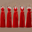 Mismatched Junior Chiffon Red Long A-Line Floor Length Bow Sash Cheap Maxi Bridesmaid Dresses,