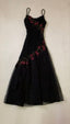 Modest Black Long Prom Dress With Flowers 22Th Birthday Outfits