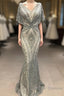 Modest Evening Dress Long Gray Lace Appliqu篓娄 Beaded Elegant Mermaid Prom Dress