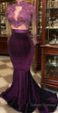 Modest Lace Long-Sleeve High-Neck Mermaid Prom Dress