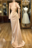Modest Long Sleeves Ruched Mermaid Prom Dress With Cool Shoudler