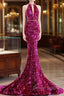 Modest Mermaid Long Sleeveless Sequin Prom Dress