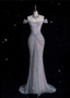Modest Mermaid Off The Shoulder Sequin Long Prom Dress Formal Graduation Party Dress Evening Dress
