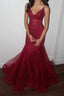 Modest Mermaid Spaghetti Straps Burgundy Sequin Formal Gown 23Rd Birthday Dress Prom Dress 20Th Birthday Outfits