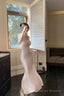 Modest Mermaid Spaghetti Straps Pink Ankle Length Evening Dress Prom Dresses