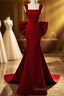 Modest Mermaid Straps Long Sleeveless Red Prom Dress