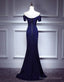 Navy Blue Mermaid Sweetheart Long Evening Dress, Blue Prom Dresses