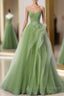 New Arrival A-Line Tulle Lace Green Long Prom Dress, Green Lace Long Formal Dress