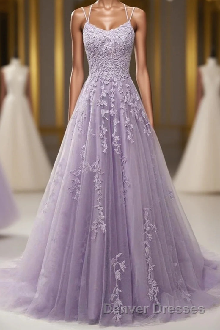 Bridesmaid Dresses Custom, Light Purple Lace Applique A Line Spaghetti Straps Prom Dress Evening Gown – Denver Dresses Bridesmaid Dresses Custom, Light Purple Lace Applique A Line Spaghetti Straps Prom Dress Evening Gown – Denver Dresses