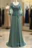 Noble A-Shaped Princess Chiffon Sticker Spoon 3/4 Sleeve Mother Of The Bride Dress