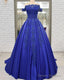 Off Shoulder Long Satin Evening Dresses Lace Embroidery