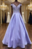 Off Shoulder Purple Lace Long Prom Dress, Off Shoulder Purple Formal Dress, Purple Lace Evening Dress