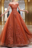 Off Shoulder Tulle With Lace Sweetheart Long Formal Dress, Sweet 16 Dress