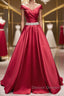 Off the Shoulder Burgundy Long Prom Dress, Off Shoulder Wine Red Formal Evening Dress