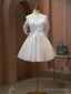 Off the Shoulder Champagne Tulle Prom Dress, Short Formal Homecoming Dress