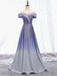 Off the Shoulder Purple Ombre Long Prom Dresses, Off Shoulder Purple Formal Dress