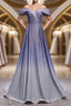 Off the Shoulder Purple Ombre Long Prom Dress, Off the Shoulder Purple Formal Evening Dress with Corset Back