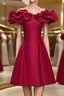 Off the Shoulder Short Burgundy Prom Dress, Short Wine Red Graduation Homecoming Dress
