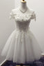Off-The-Shoulder Short Ivory Tulle Homecoming Dress With Appliques