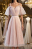 Off the Shoulder Short Pink Prom Dress with Corset Back, Short Pink Formal Graduation Bridesmaid Dress