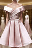 Off the Shoulder Short Pink Prom Dress, Short Pink Formal Evening Graduation Dress