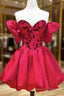 Off The Shoulder Short Red Prom Dress, Short Red Formal Graduation Dress