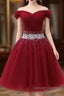 Off The Shoulder Tulle Red Short Prom Dress Lace Up