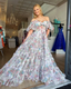 Elegant Off The Shoulder Flowers Long Prom Dress Tulle Evening Dress