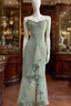 Pea Green Suspender Long Dress