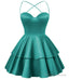 Peacock Satin Homecoming Dress Sweetheart Neck Tiered Short Graduation Dresses