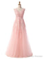 Pearl Pink Lace Appliques Backless Bridesmaid Dress