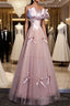 Pink A-Line Strapless Satin Tulle Long Prom Dress Graduation Prom Birthday Dress