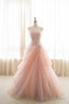 Pink Ball Gown One Shoulder Tulle Appliques Wedding Dress Prom Dress
