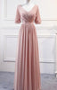 Pink Chiffon Bridesmaid Dress , Long Formal Prom Gown