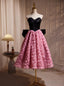Pink Flower Strapless Homecoming Dress With Bow