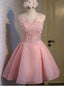 Pink Organza Appliques Homecoming Dress