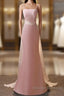 Pink Simple Mermaid Straps Long Evening Dress, Pink Formal Dress Prom Dress