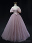 Pink Tulle Off the Shoulder Prom Dress