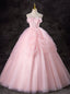 Pink Tulle Strapless Pleats Princess Quinceanera Dress