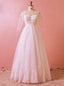 Plus Size White Tulle Half Sleeve V-neck Backless Wedding Dress