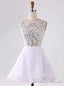 Popular White Homecoming Dresses Zippers Sleeveless A lines Bateau Mini