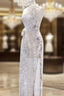 Pretty A Line One Shoulder Silver Sequin Long Length Evening Dress Prom Dress