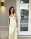 Pretty A Line Spaghetti Straps Yellow Satin Prom Dress Evening Dress Formal Dress