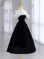 Pretty Ball Gown Off The Shoulder Black Velvet Evening Party Dress Prom Dress With Flower PD0043